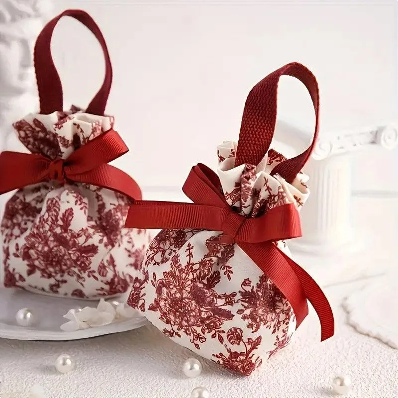 10pcs Candy Bags Wedding Canvas Drawstring Bags Party Favor Gift Bags for Candy