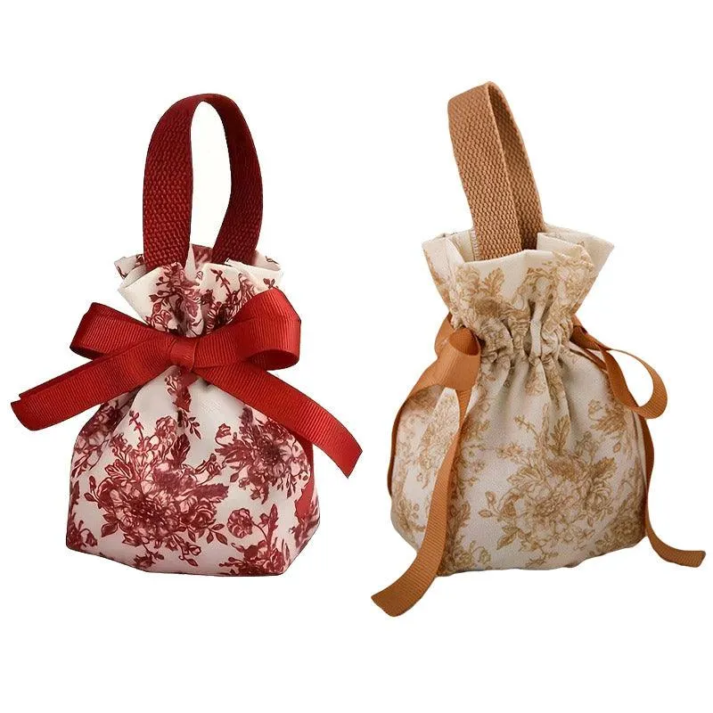 10pcs Candy Bags Wedding Canvas Drawstring Bags Party Favor Gift Bags for Candy