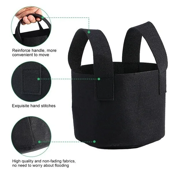 1/2/3/5/7/10 Gallon Vegetable Plants Pot Growing Container Flower Planting Black Aeration Bag