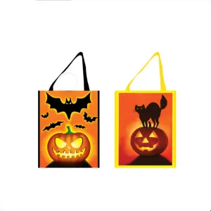 14.25" X 15.5" Non Woven Halloween Printed Tote Bags With Lamination, 2 Designs