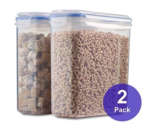 1790 Gallon Cereal Container - Free Label Kit, 4 Sided-Locking Lid, Watertight, Airtight, Space Saving, Built-In Handle, Bpa Free - Flour Container, Sugar Dispenser, Food Storage Container