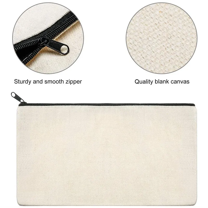 40 Pack Blank Canvas Zipper Bags