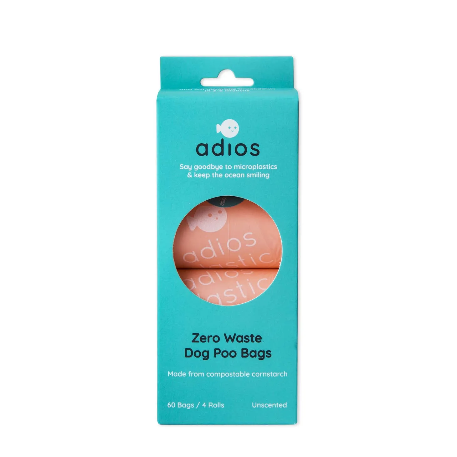 Adios Plastic - Compostable Dog Poo Bags - 4 Rolls in Grey (60 Bags)