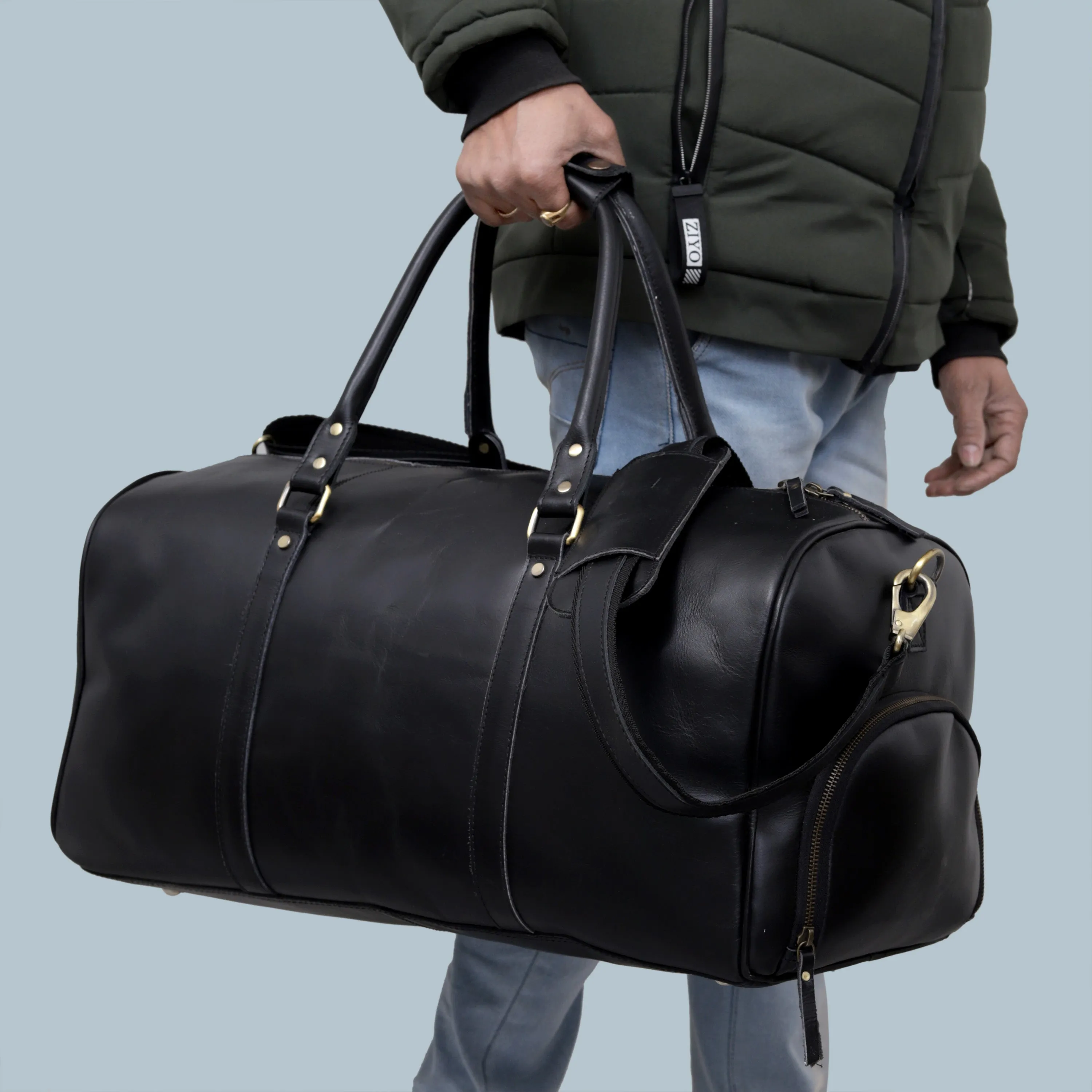 ALEXANDER LEATHER DUFFEL BAG FOR MEN