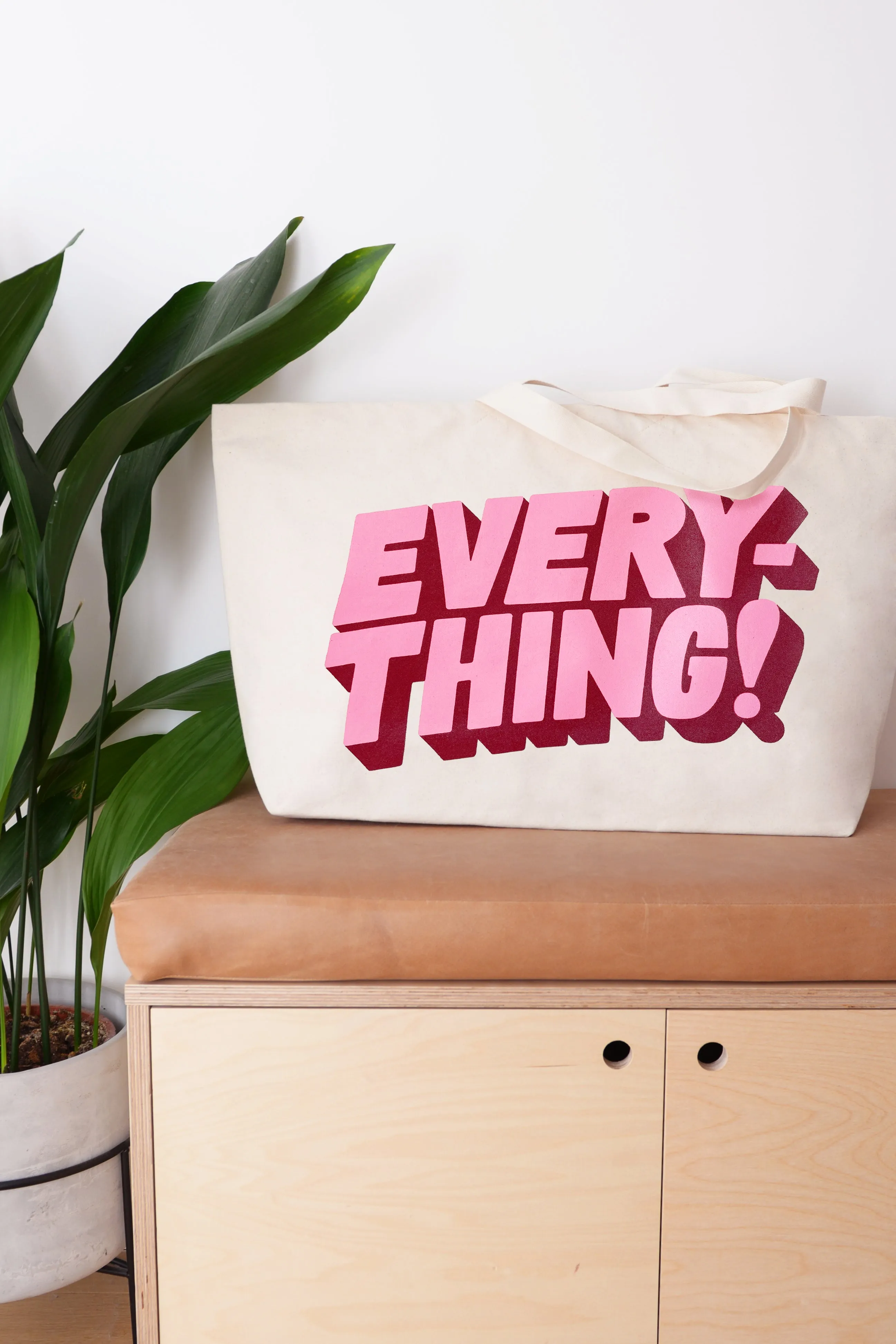 Alphabet Bags | Everything Tote Bags | Natural & Pink
