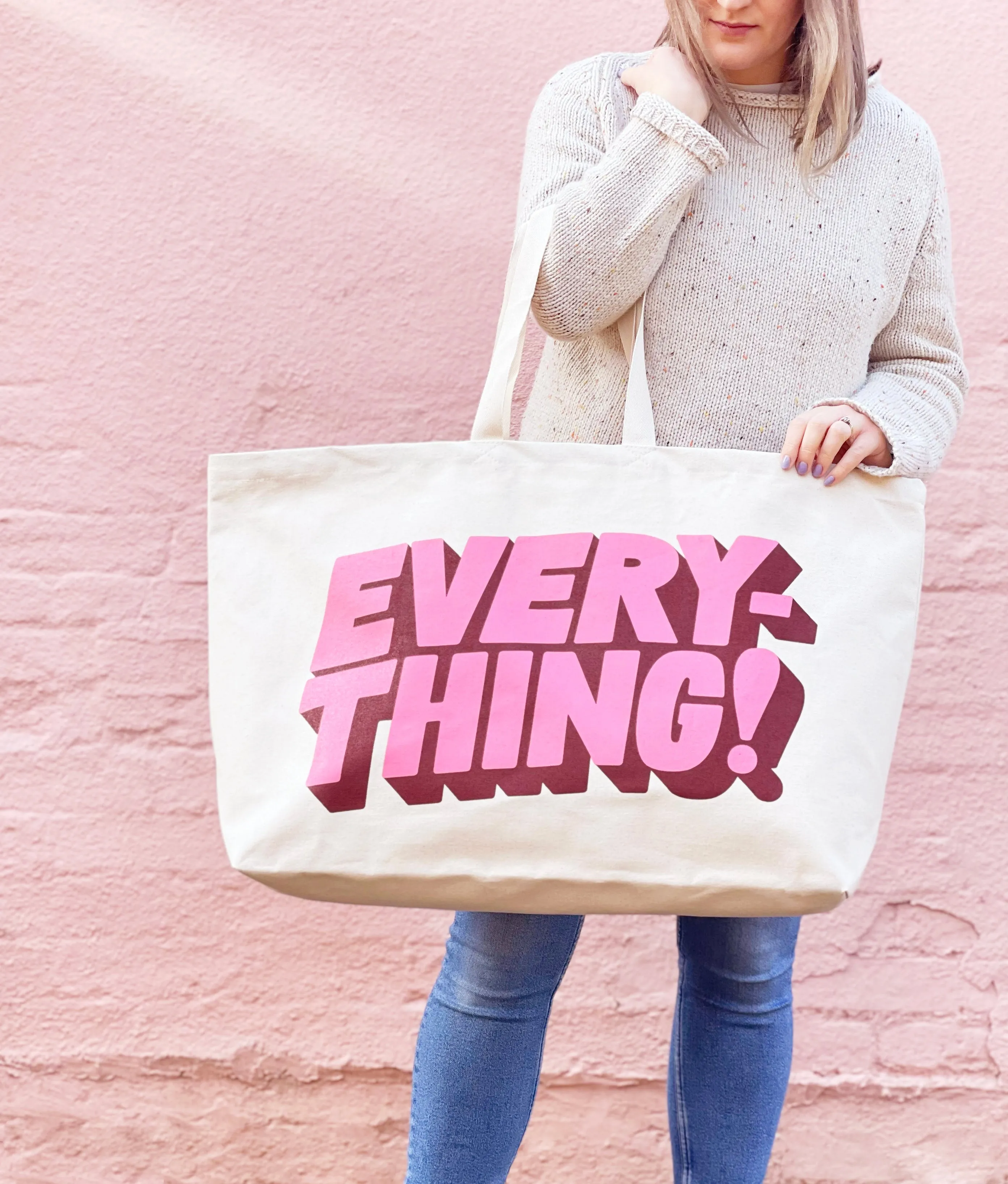Alphabet Bags | Everything Tote Bags | Natural & Pink