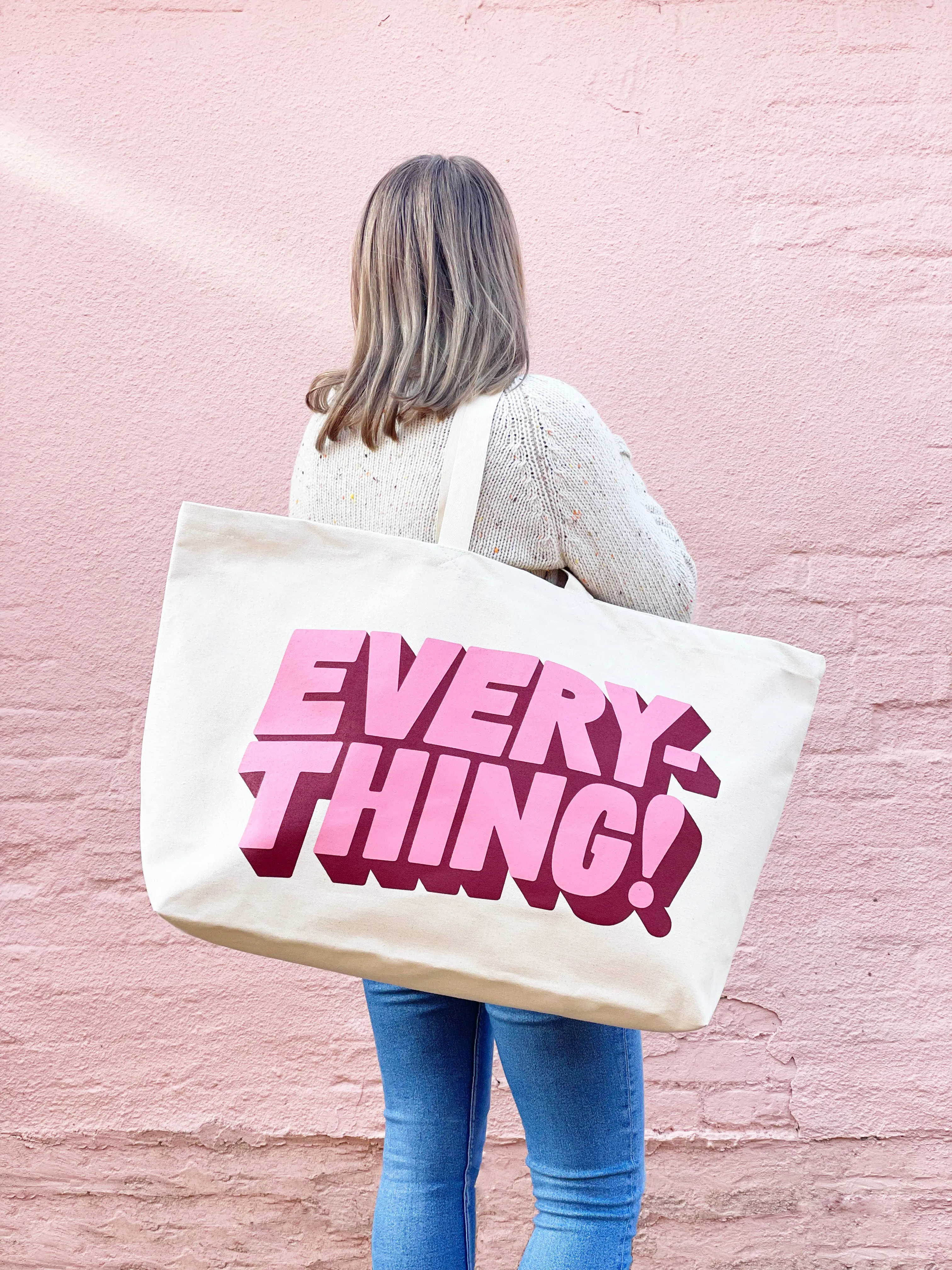 Alphabet Bags | Everything Tote Bags | Natural & Pink