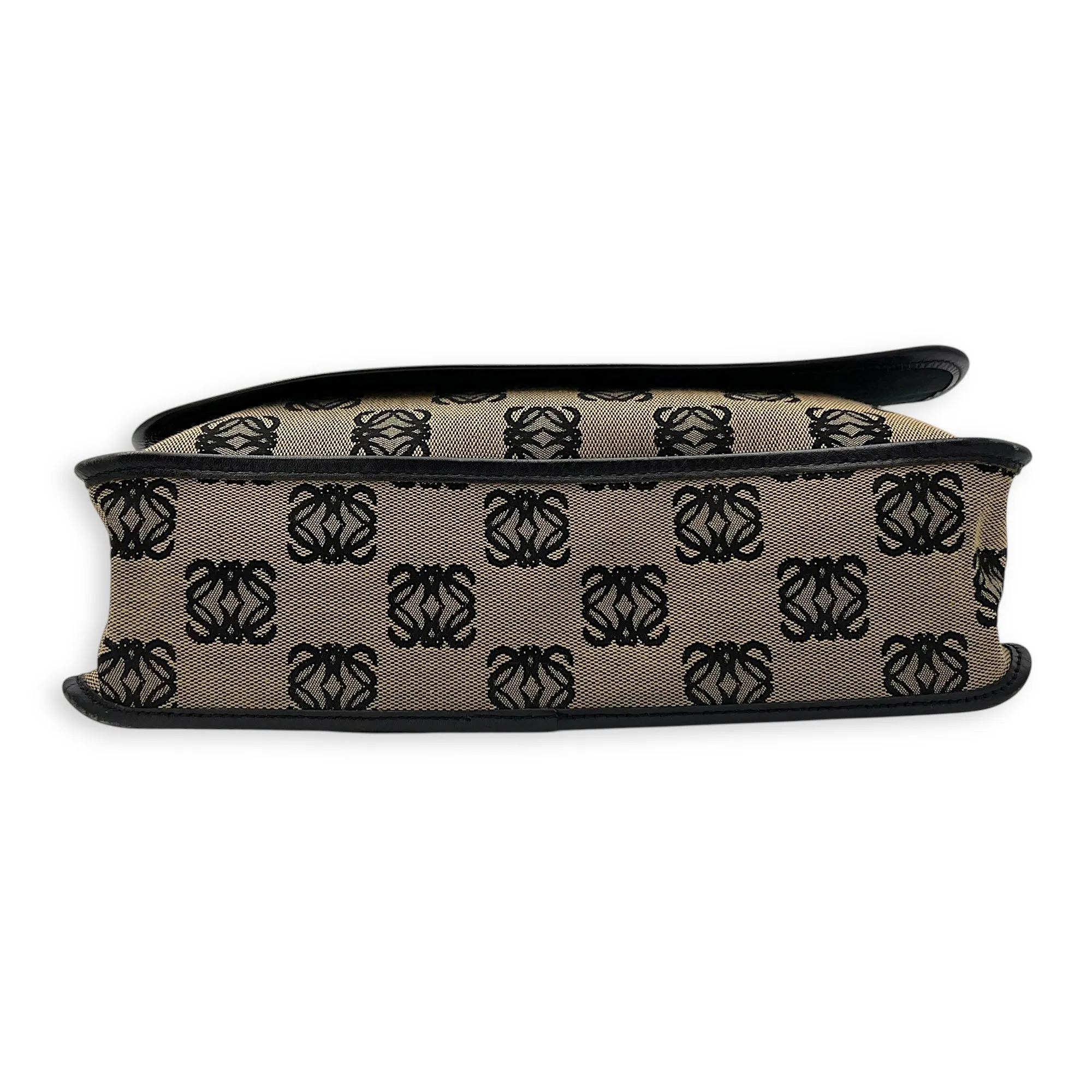 Anagram Crossbody Bag Brown in Jacquard, Silver hardware