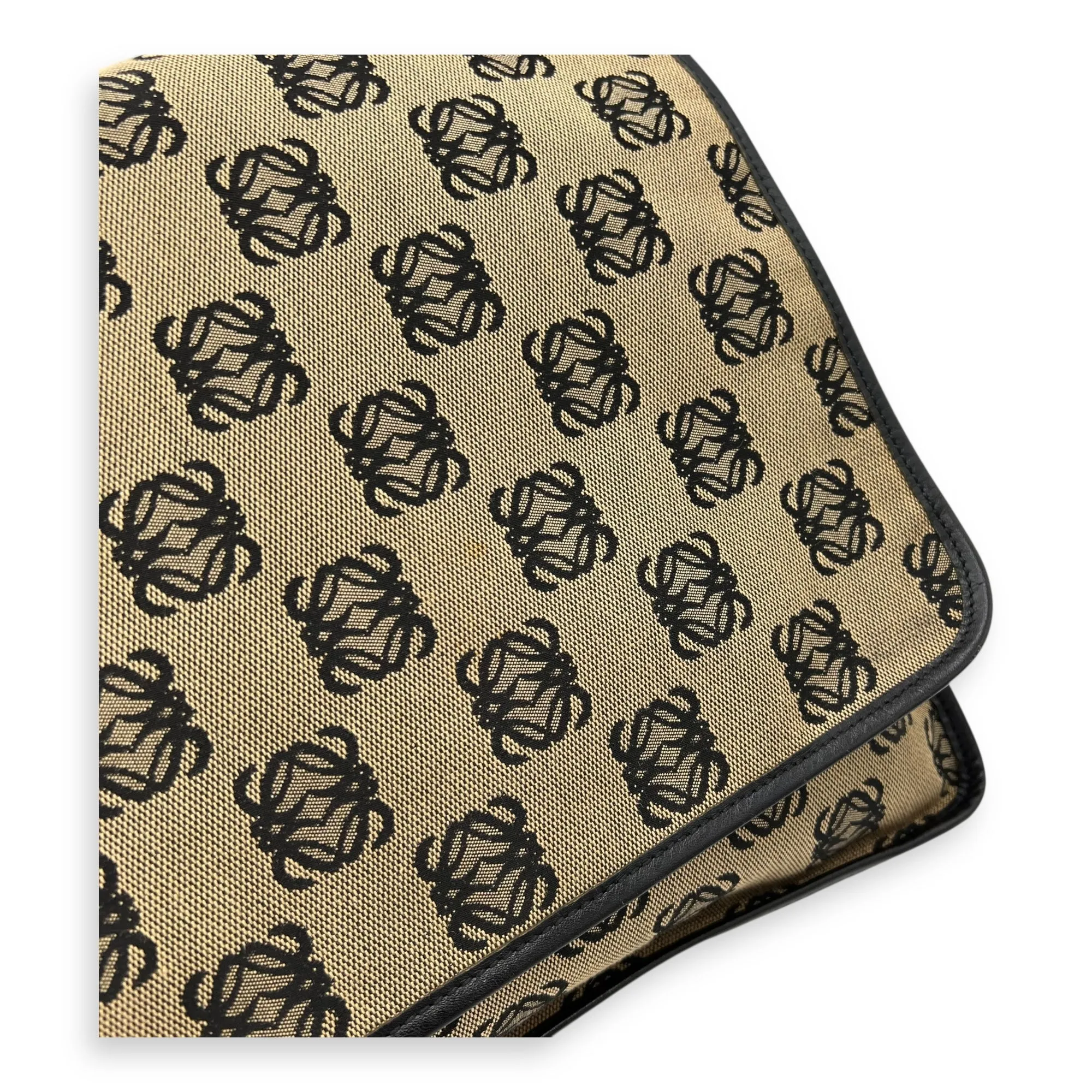 Anagram Crossbody Bag Brown in Jacquard, Silver hardware