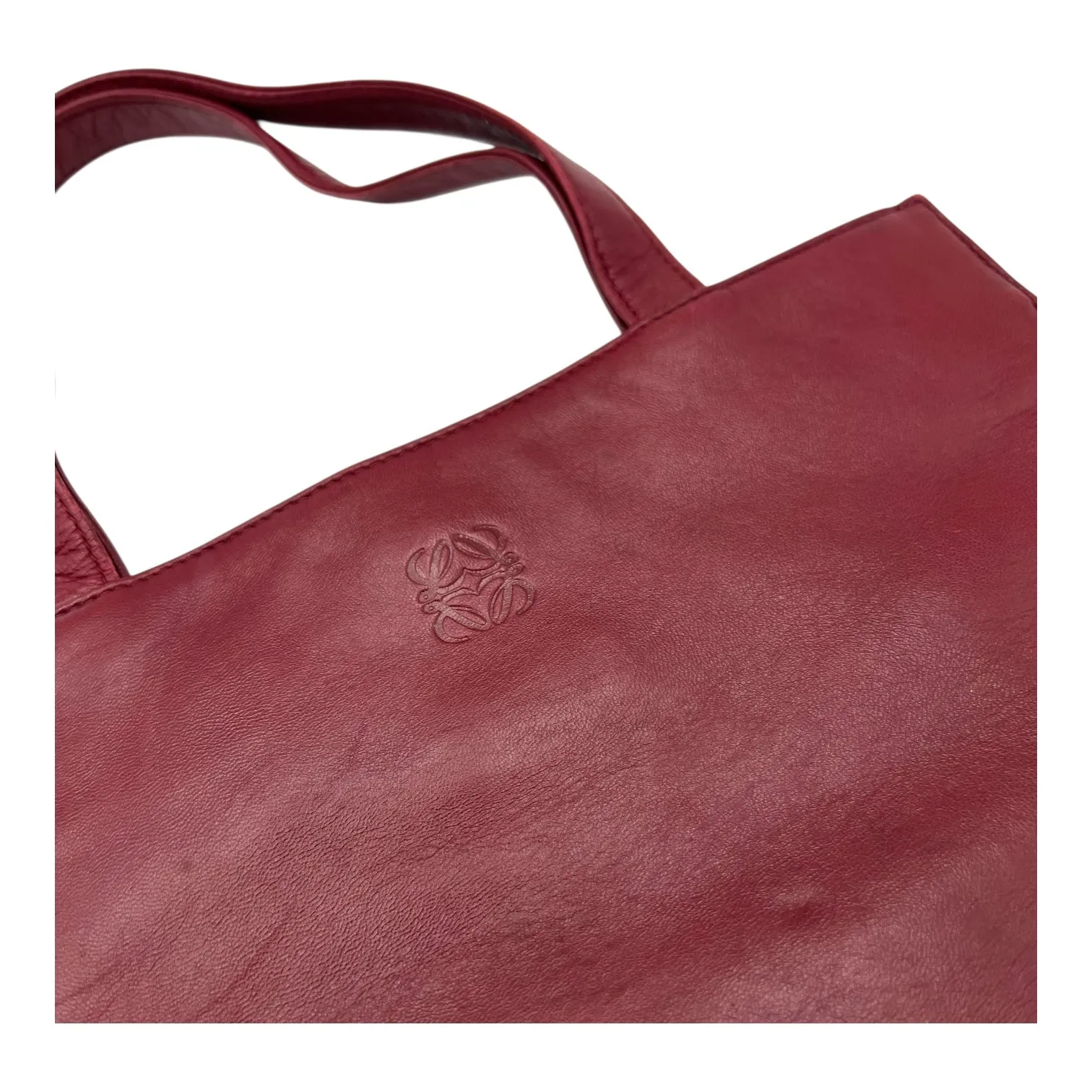 Anagram Tote Bag Red in Lambskin, Gold hardware