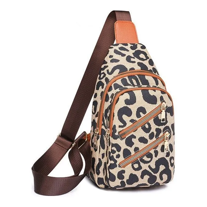 Animal Print Leopard Sling Crossbody Bag