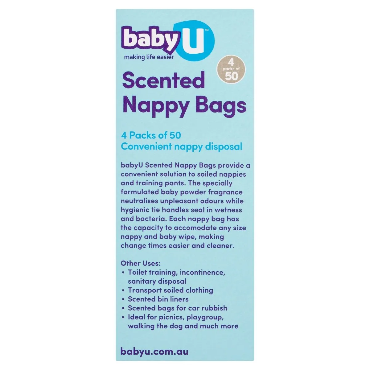 BabyU Scented Nappy Bags 200 Pack