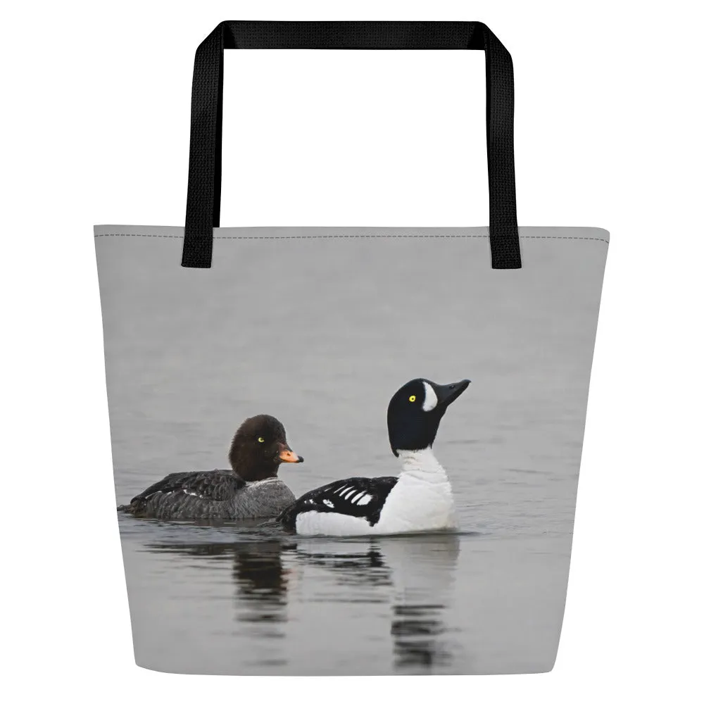 Barrow's Golden Eye All-Over Print Large Tote Bag