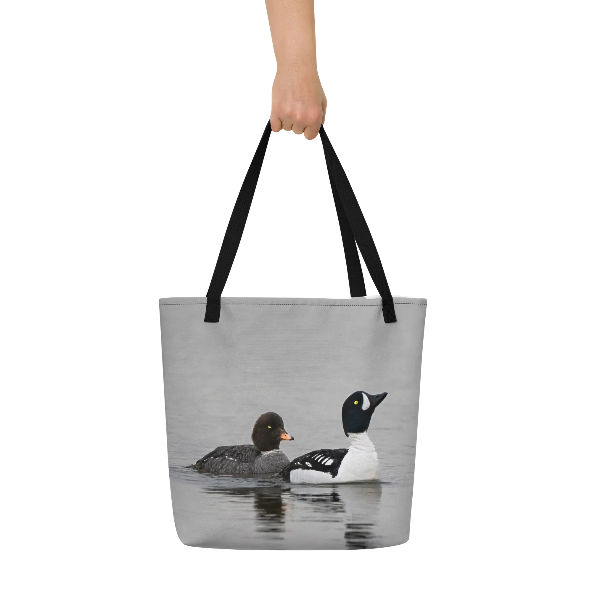 Barrow's Golden Eye All-Over Print Large Tote Bag