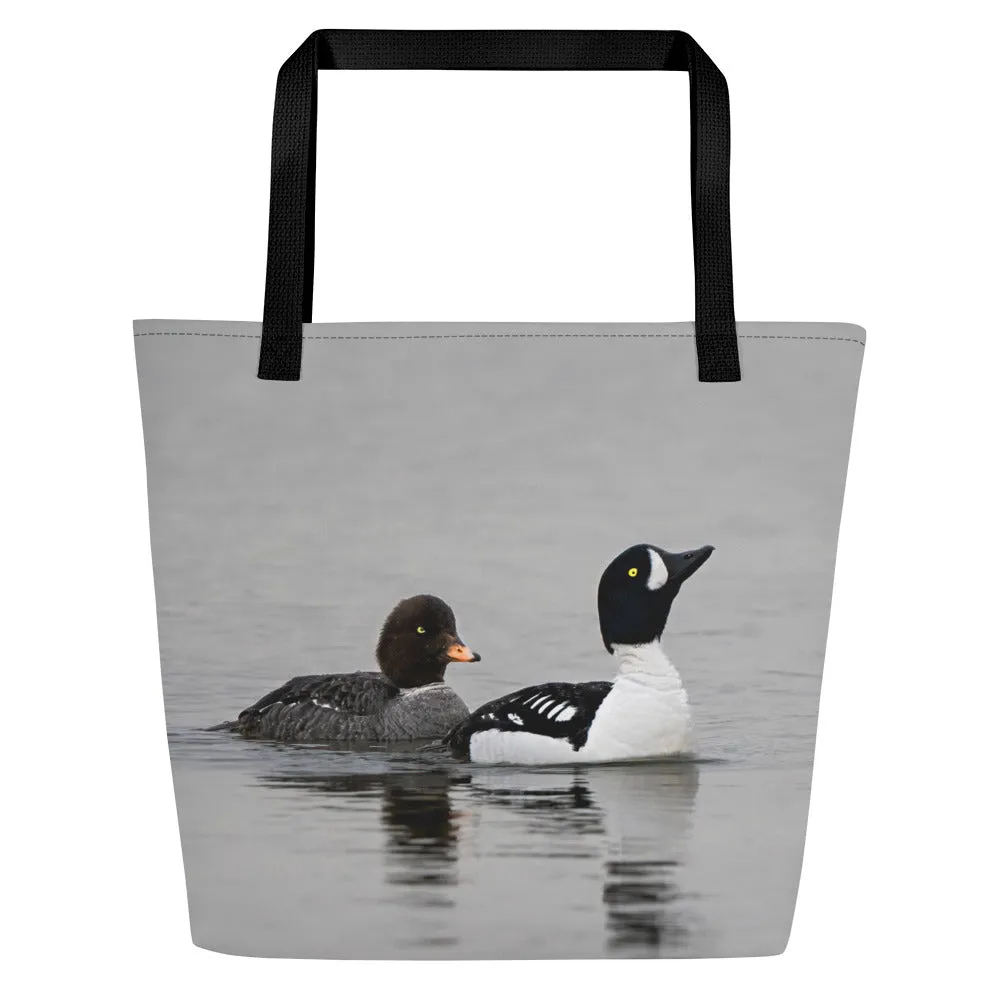 Barrow's Golden Eye All-Over Print Large Tote Bag