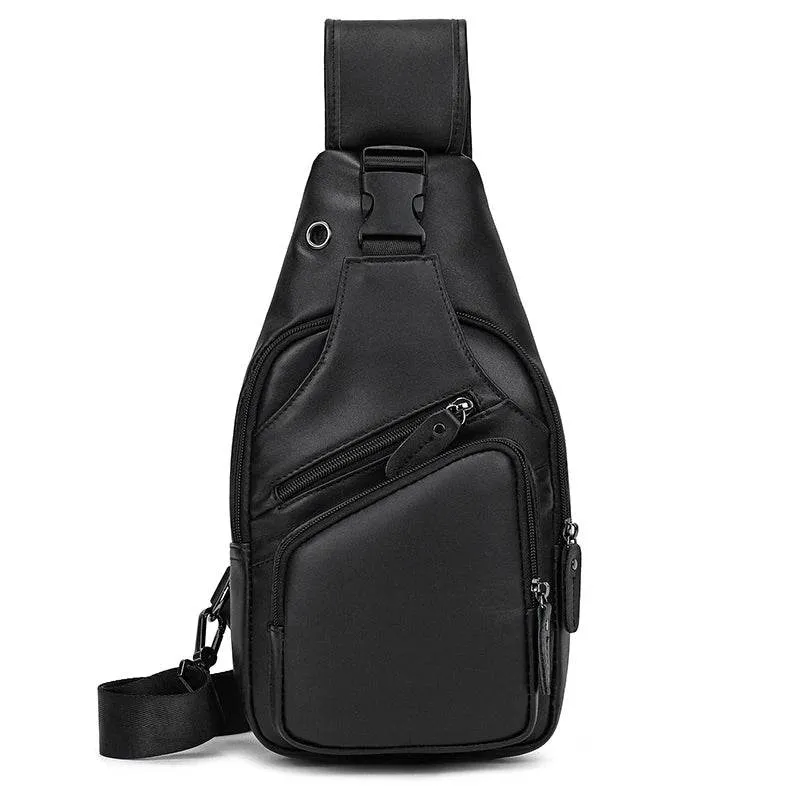 Big Size Leather Chest Bag Crazy Horse Sling Crossbody for Men