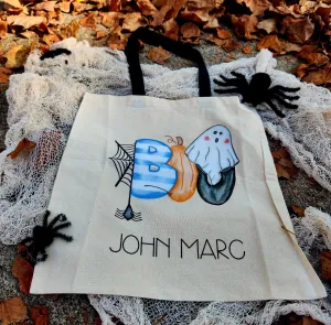 Blue Boo Halloween Trick or Treat Bag