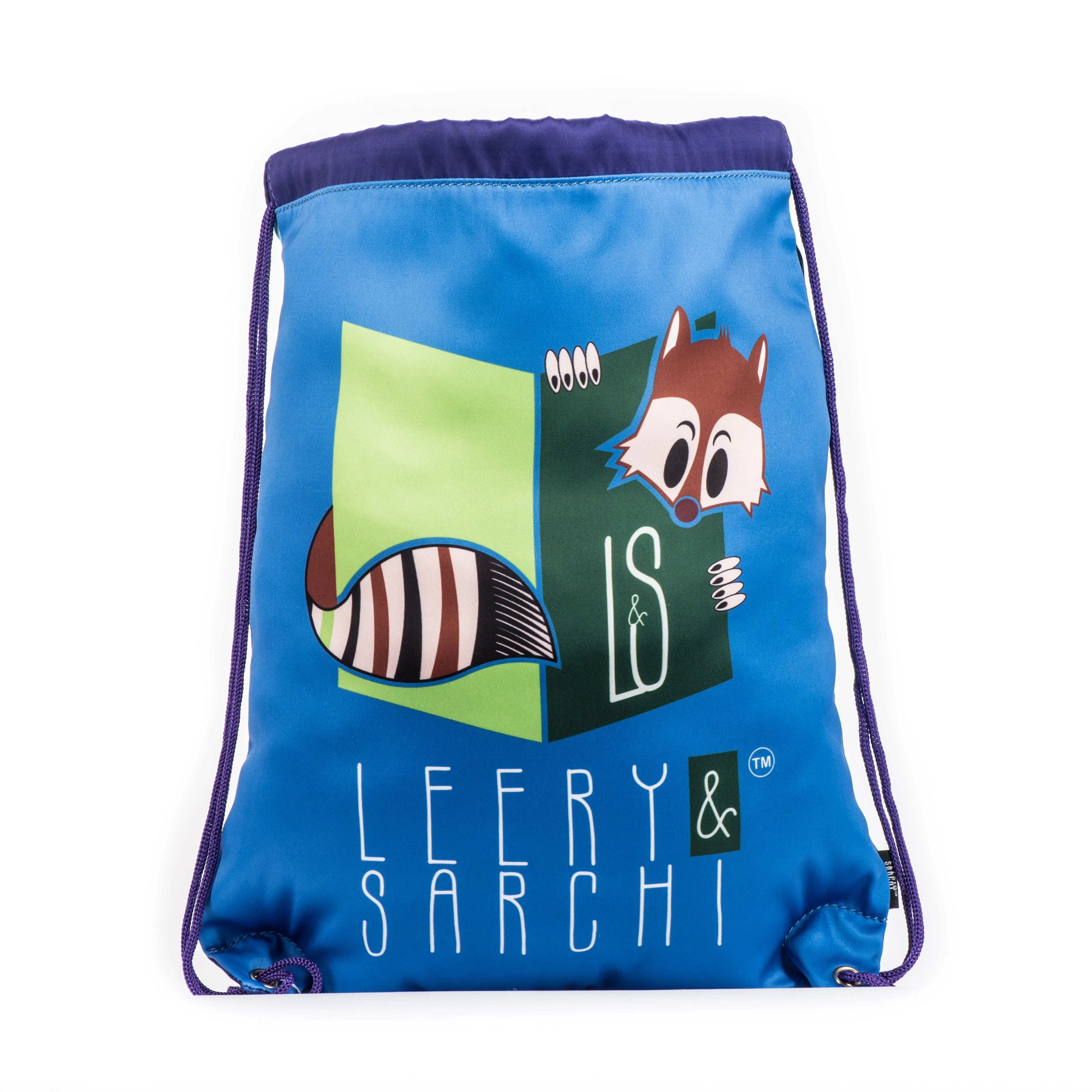 Blue Reading Fox Drawstring Library Swim Bags (Water Resistant)