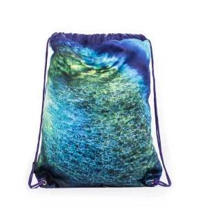 Blue Reading Fox Drawstring Library Swim Bags (Water Resistant)