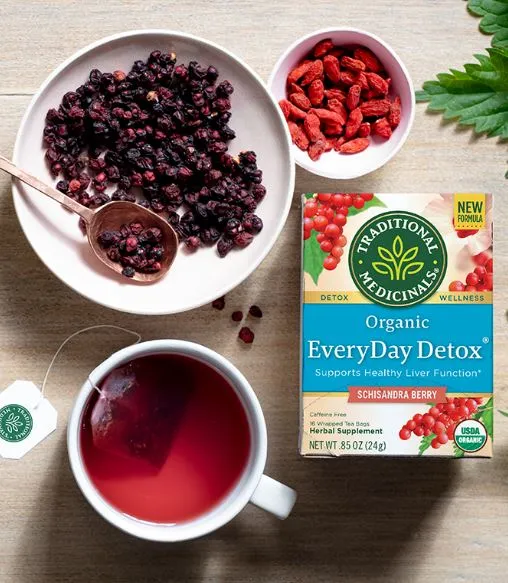 [Bundle Of 4] Traditional Medicinals EveryDay Detox Tea, 16 bags Exp: