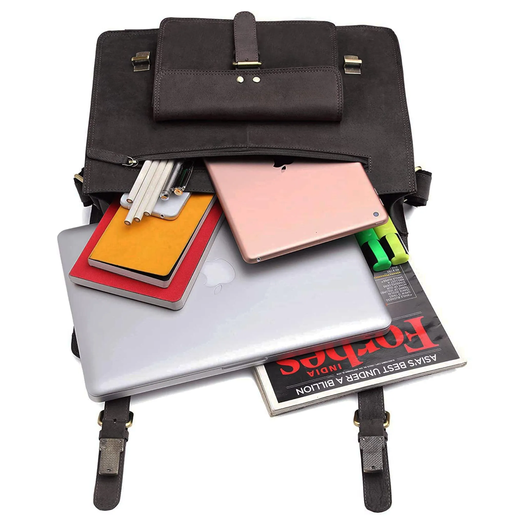 BYRON BAY Leather Laptop Messenger Bag for Men