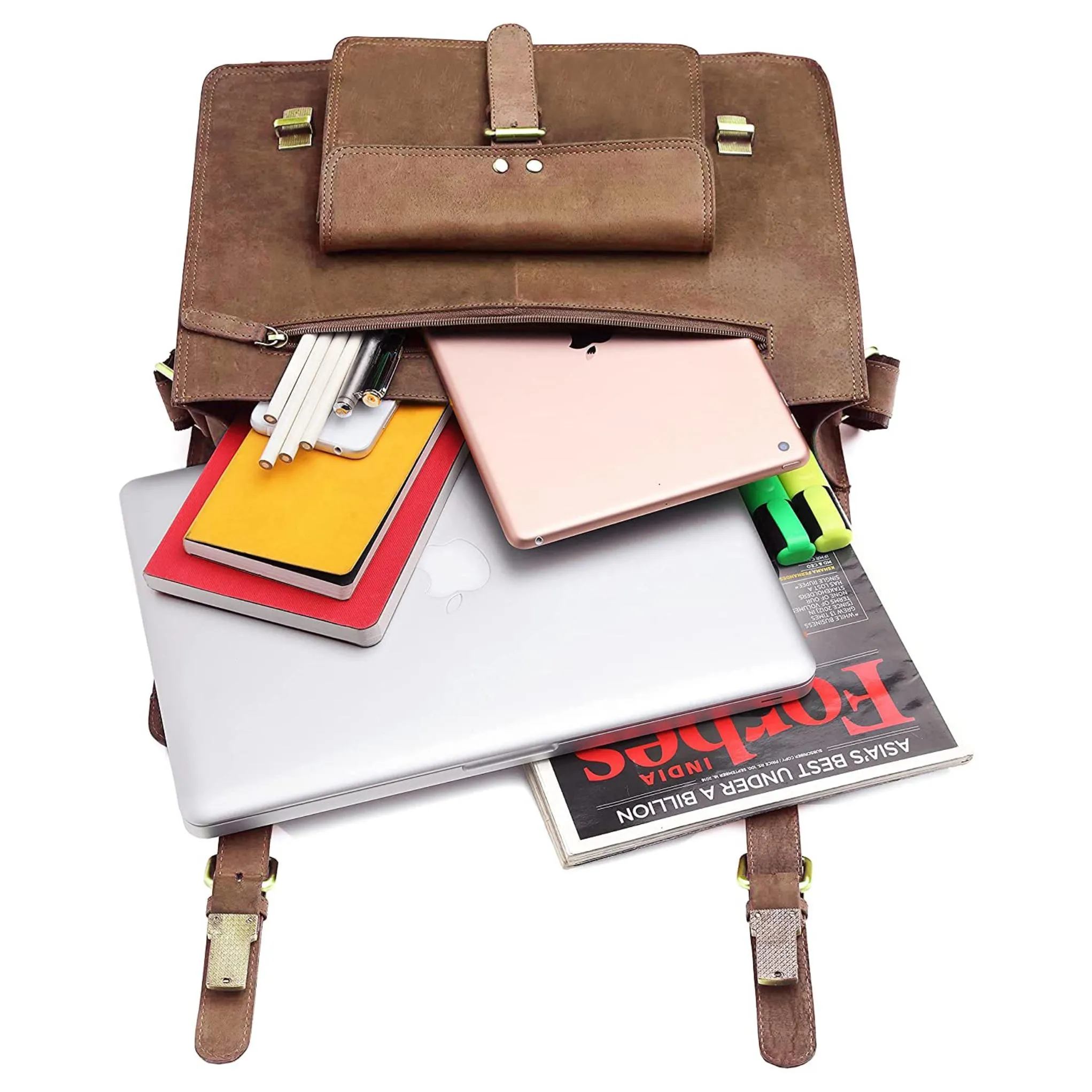 BYRON BAY Leather Laptop Messenger Bag for Men