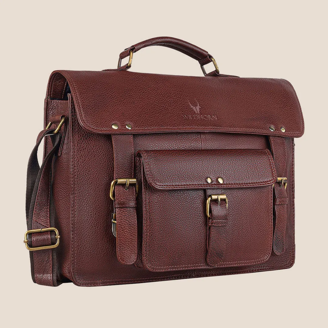 BYRON BAY Leather Laptop Messenger Bag for Men