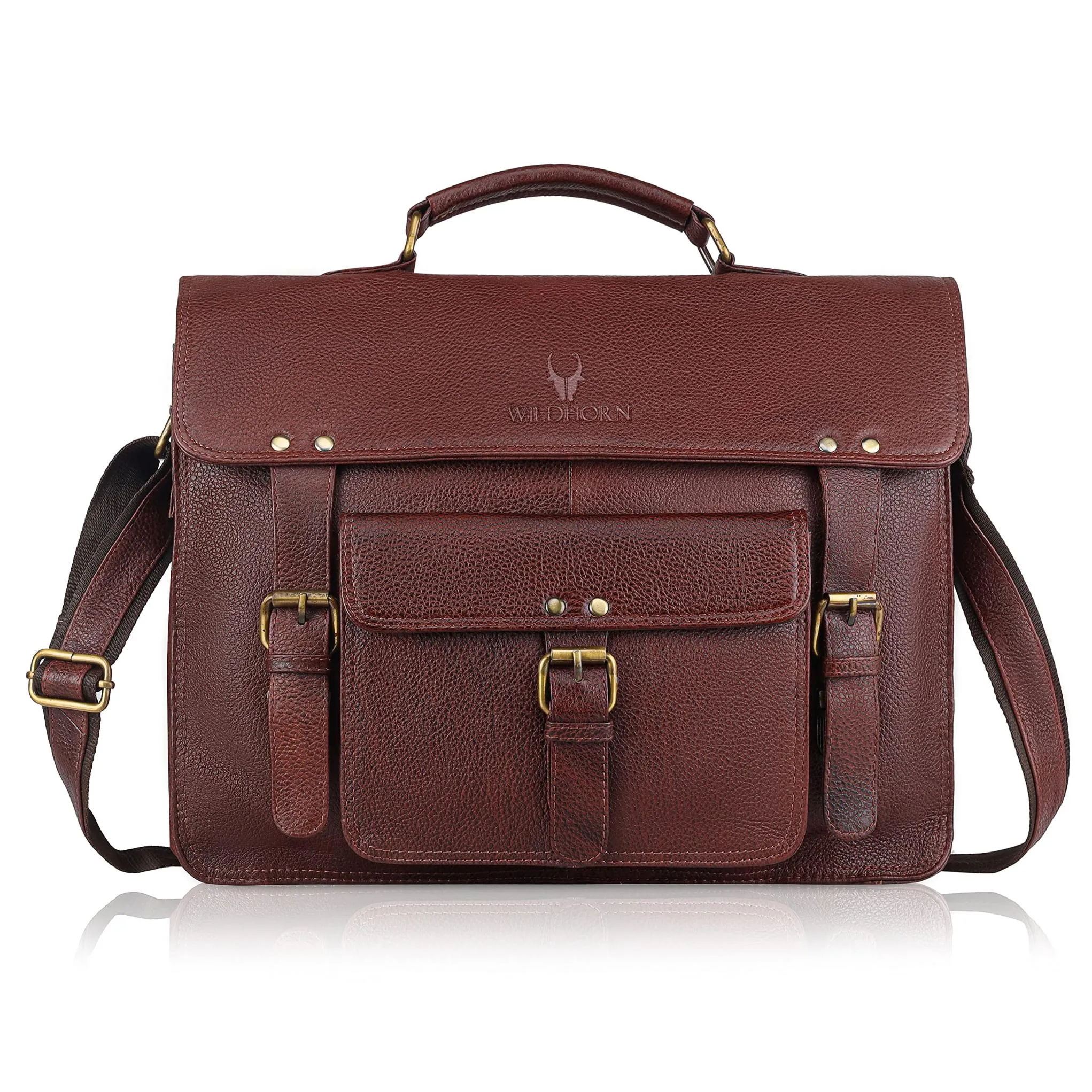 BYRON BAY Leather Laptop Messenger Bag for Men