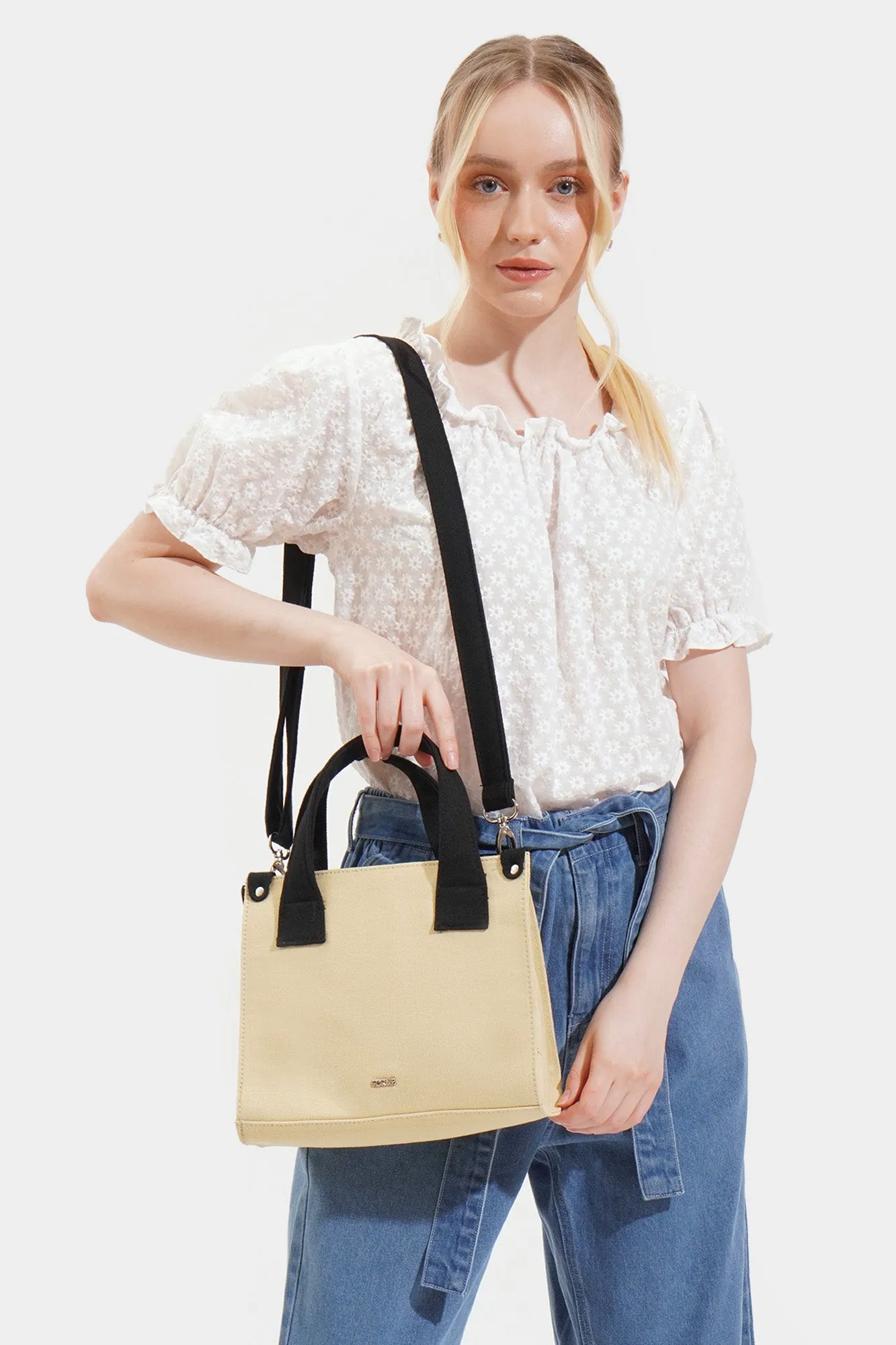 Canvas Sling Bag with Contrast Detail