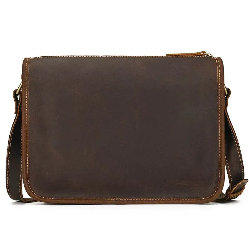Casual Leather Crossbody Bag for Men – Multi-pocket iPad Sling