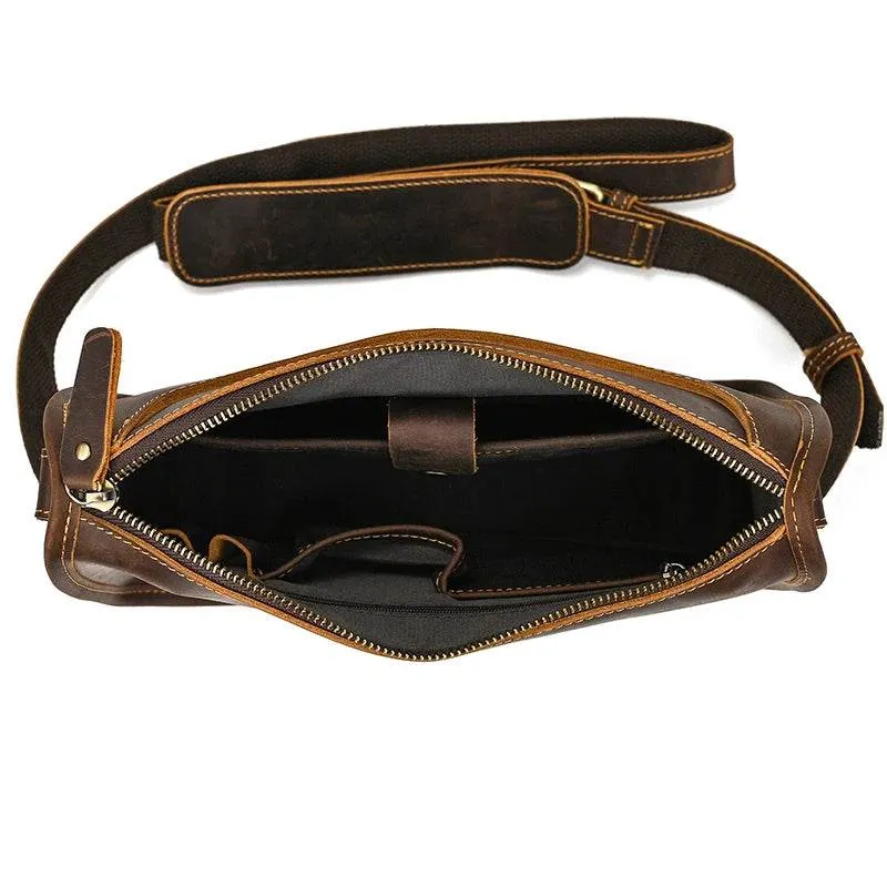 Casual Leather Crossbody Bag for Men – Multi-pocket iPad Sling