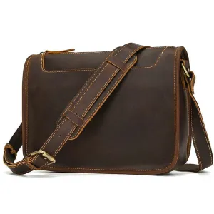 Casual Leather Crossbody Bag for Men – Multi-pocket iPad Sling