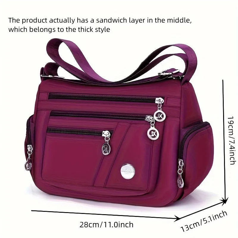 Casual Nylon Crossbody Bag Zipper Purse Shoulder Bag for Women