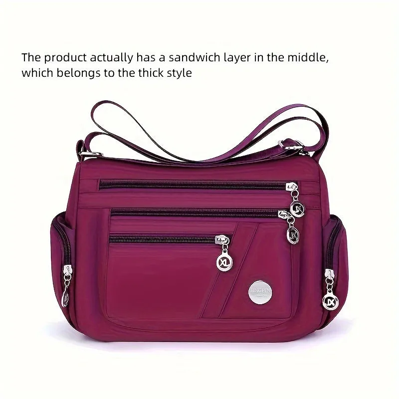Casual Nylon Crossbody Bag Zipper Purse Shoulder Bag for Women
