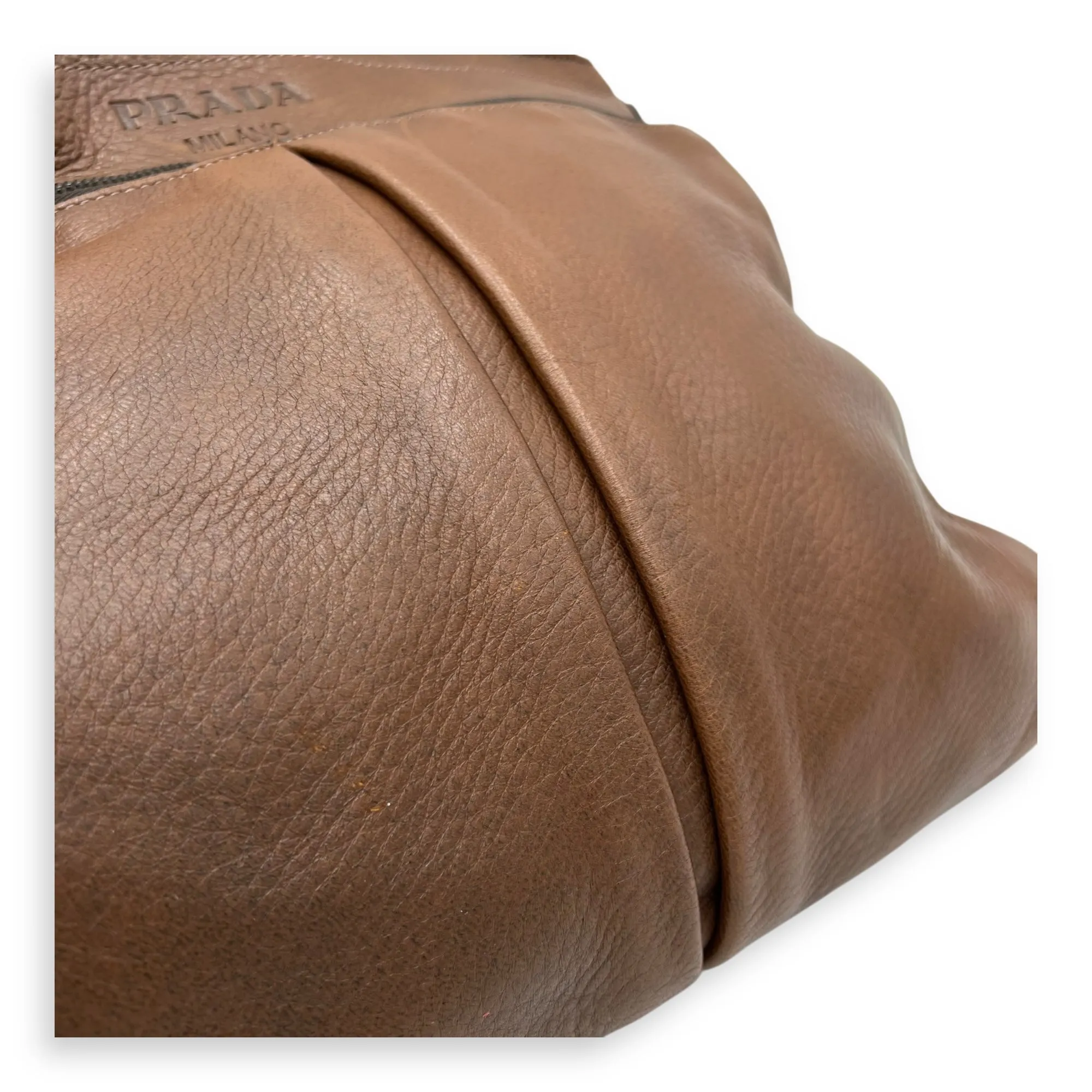 Cervo Crossbody Bag Medium Brown in Calfskin, Silver hardware