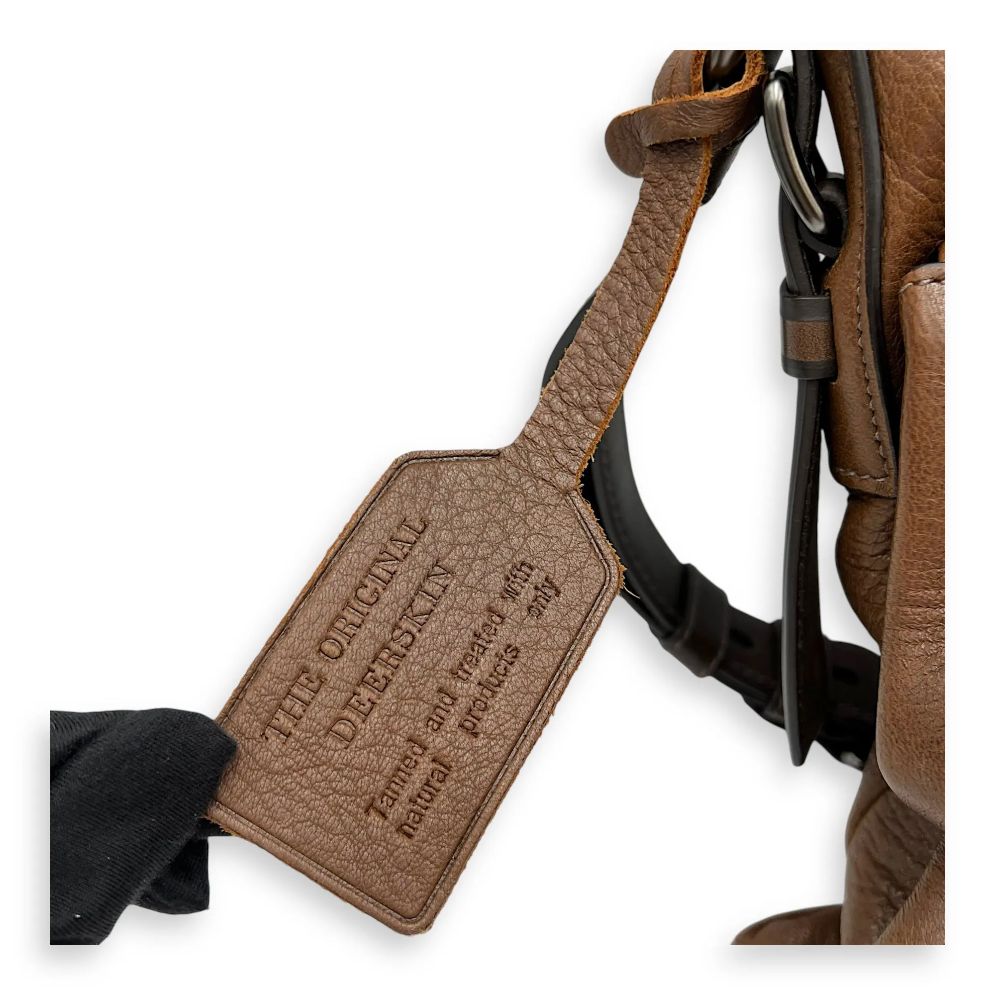 Cervo Crossbody Bag Medium Brown in Calfskin, Silver hardware