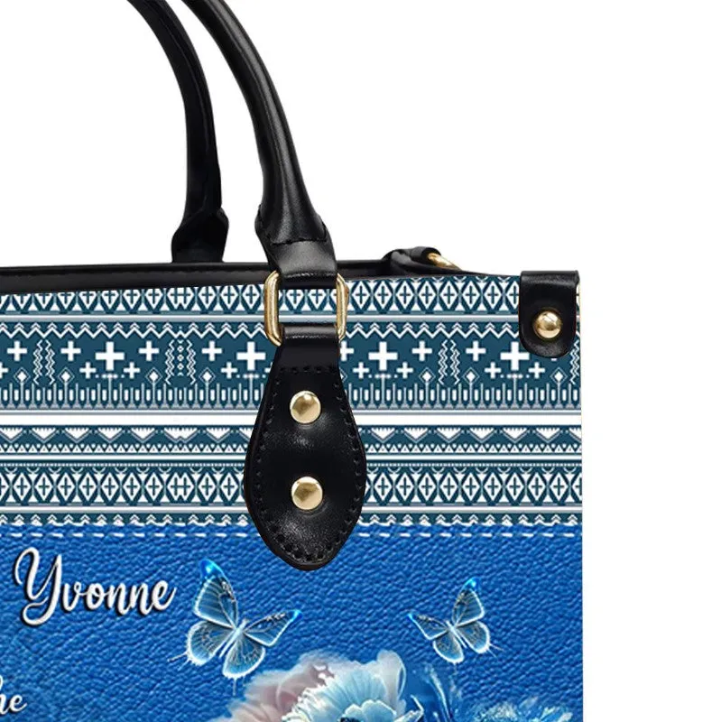 Christianartbag Handbags, Blessed Is She Leather Handbag Blue, Personalized Bags, Gifts for Women, Christmas Gift, CABLTB01290923.
