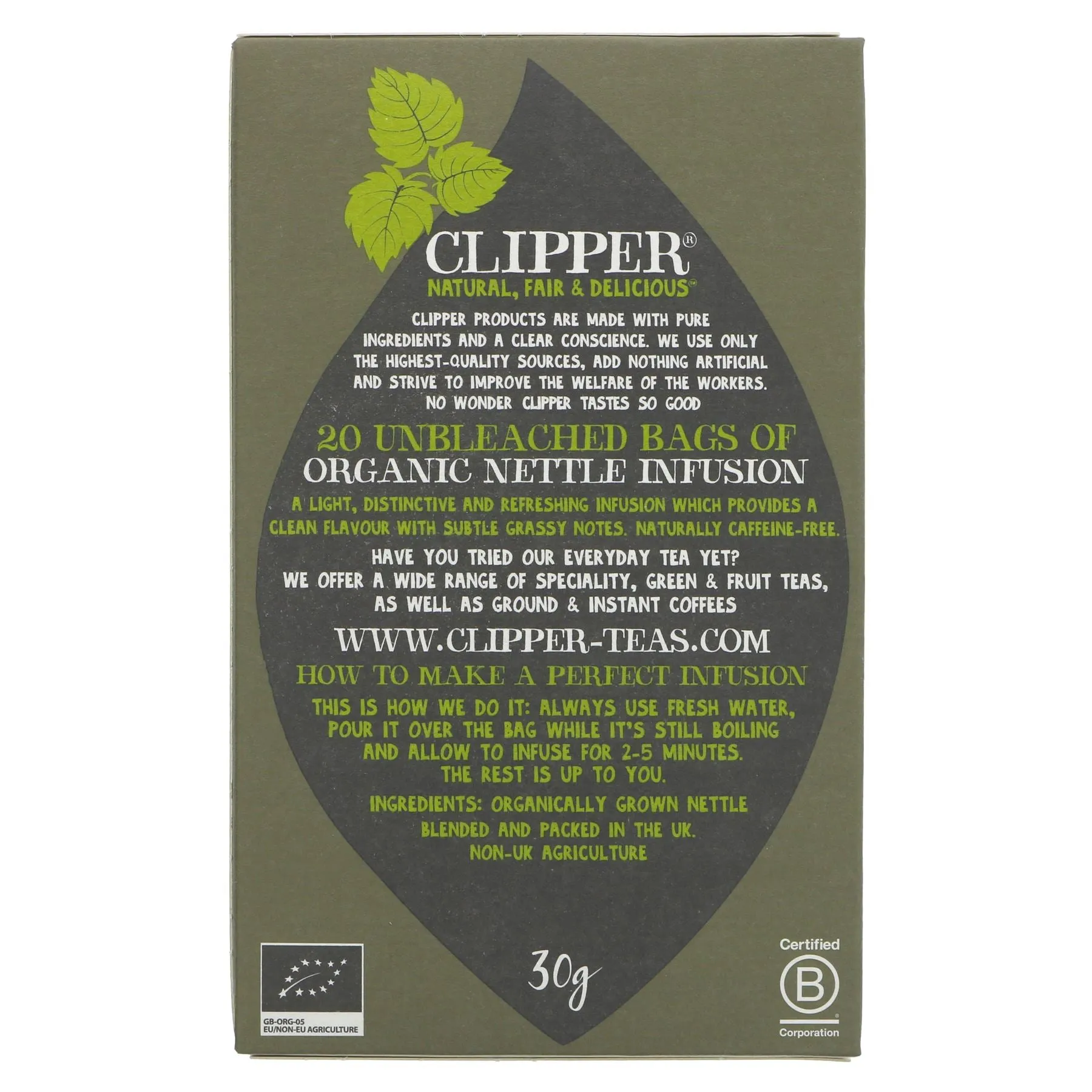 Clipper | Nettle - Clean with Subtle Grassy Notes | 20 bags