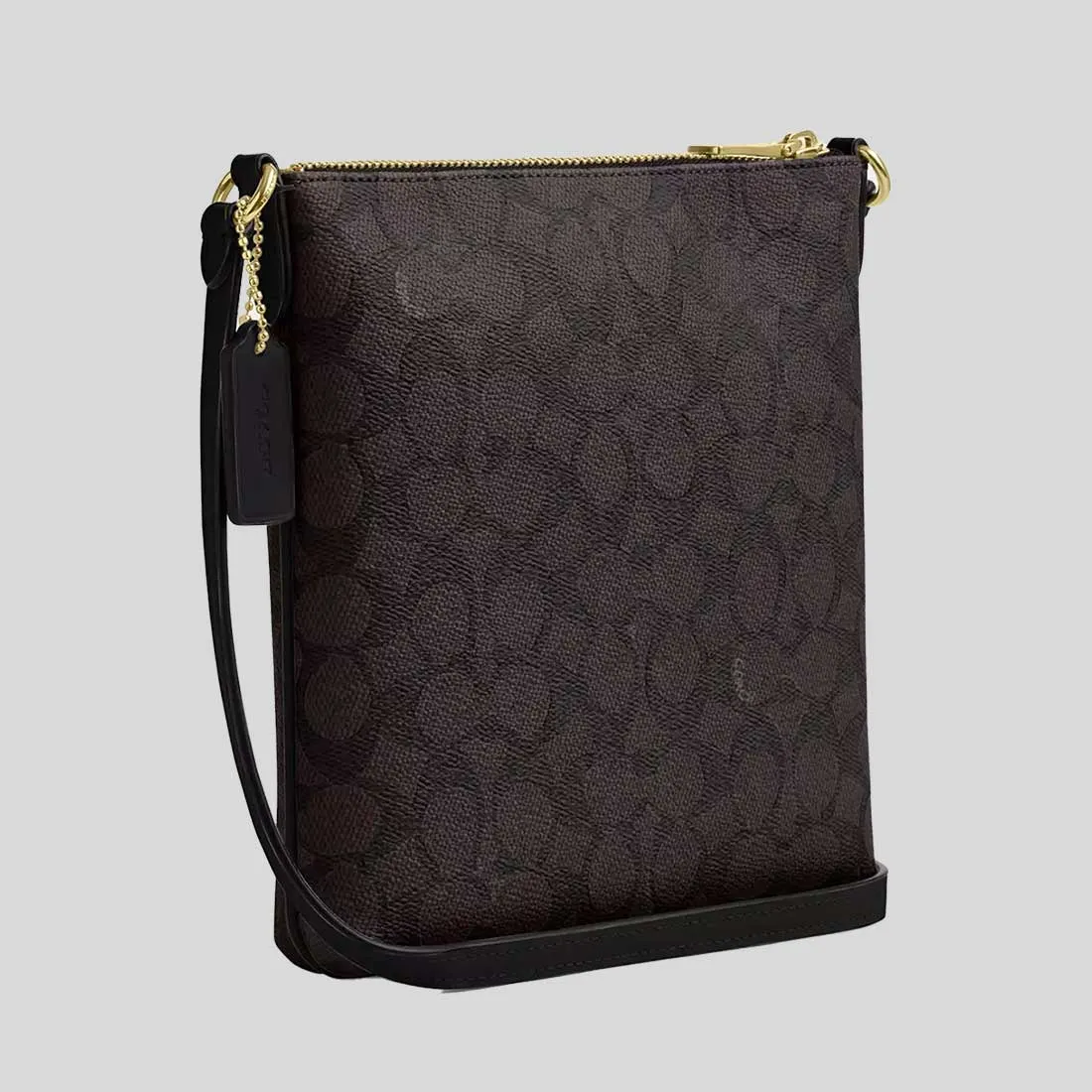 COACH Mini Rowan File Bag In Signature Canvas Walnut/Black RB-CW325