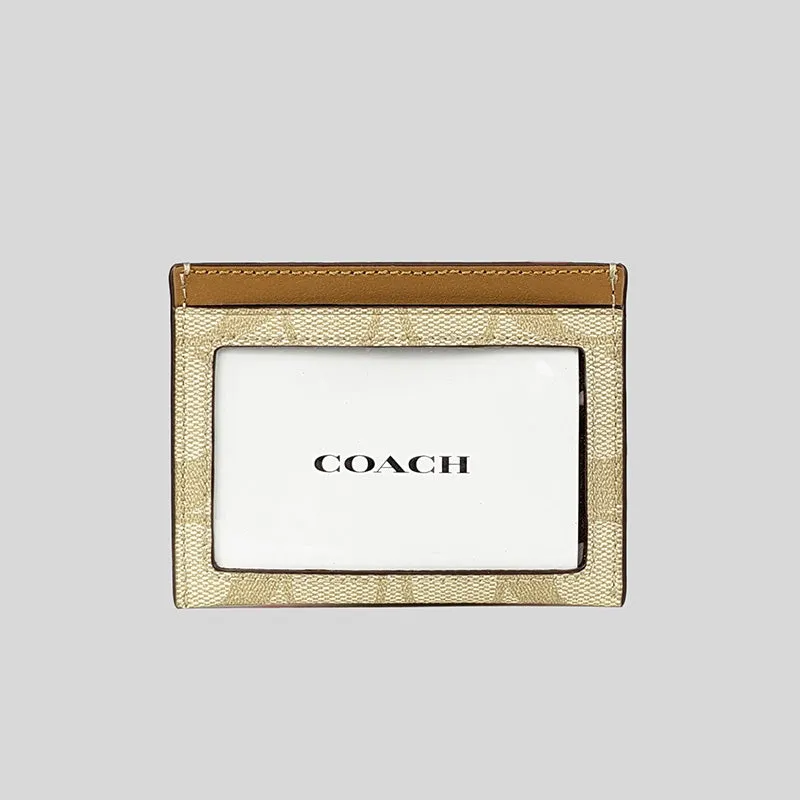 Coach Unisex Slim Id Card Case In Signature Canvas Light Khaki RS-CH415