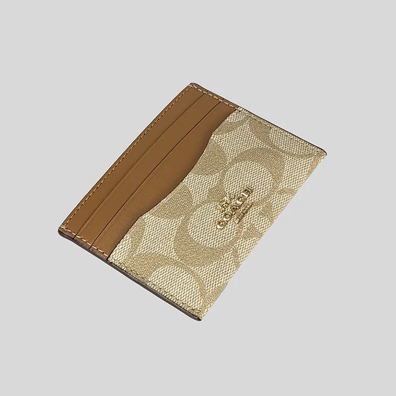 Coach Unisex Slim Id Card Case In Signature Canvas Light Khaki RS-CH415