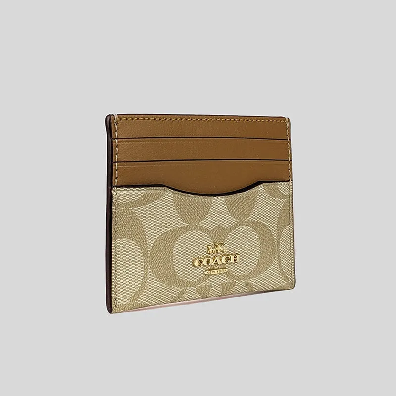 Coach Unisex Slim Id Card Case In Signature Canvas Light Khaki RS-CH415