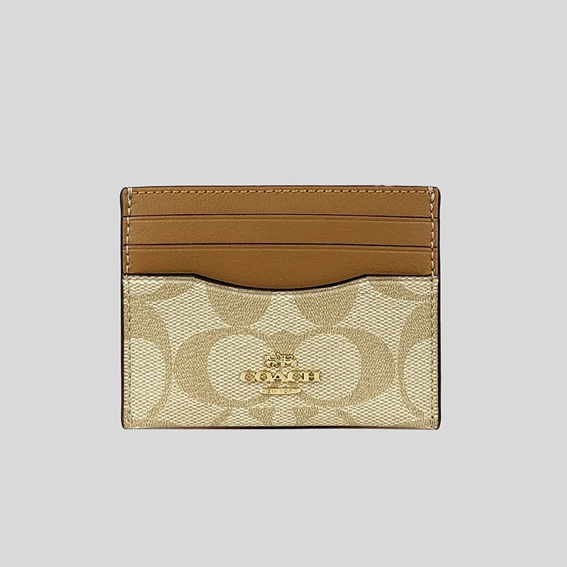Coach Unisex Slim Id Card Case In Signature Canvas Light Khaki RS-CH415