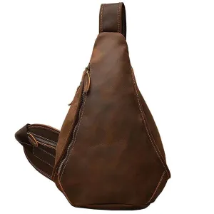 Designer Leather Shoulder Bag Crazy Horse Leather Sling Bag