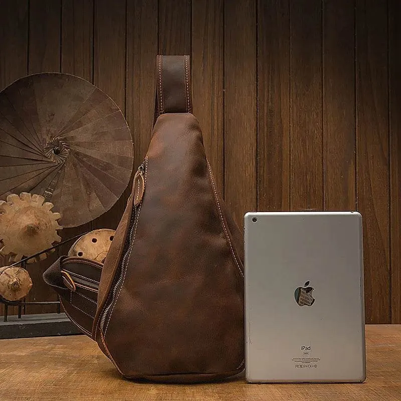 Designer Leather Shoulder Bag Crazy Horse Leather Sling Bag