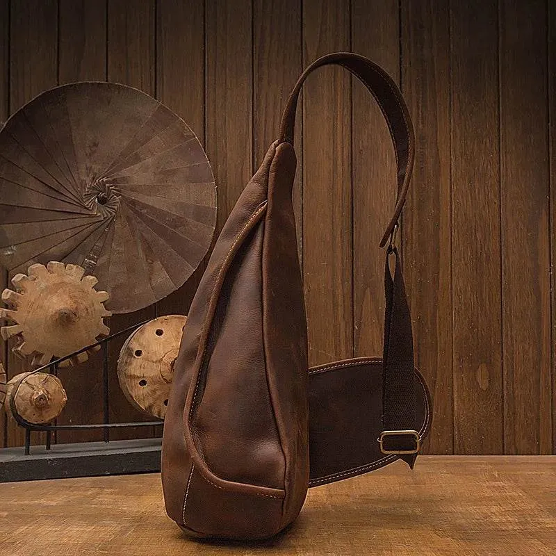 Designer Leather Shoulder Bag Crazy Horse Leather Sling Bag