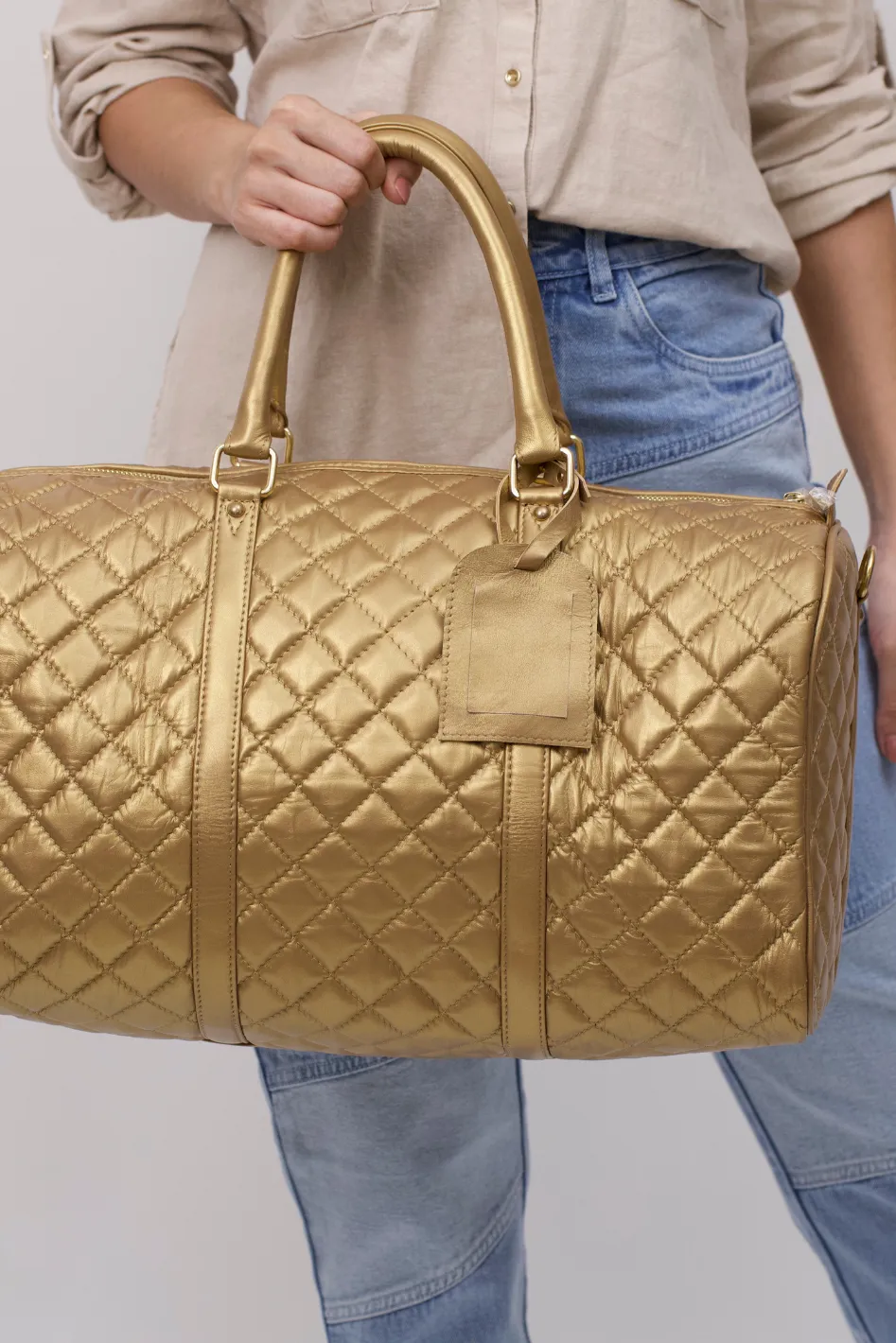 Diamond Quilted Classic Weekender Tote Bag
