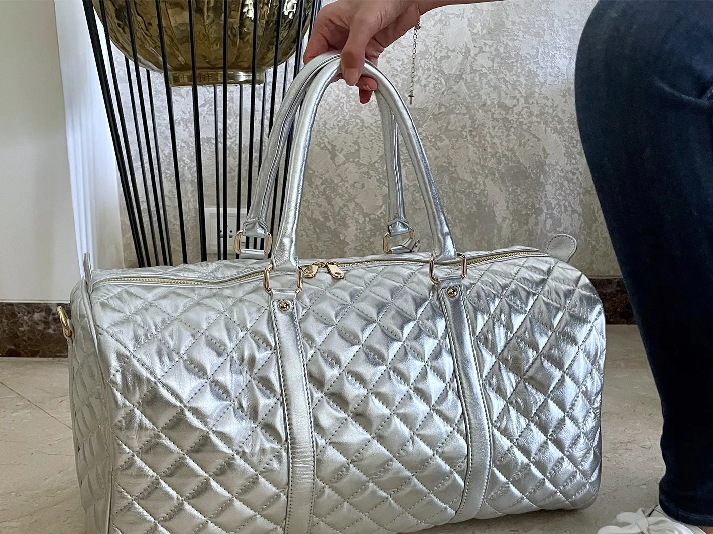 Diamond Quilted Classic Weekender Tote Bag