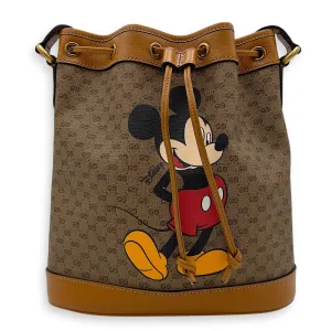 Disney Bucket Bag Brown in Coated Canvas, Gold hardware