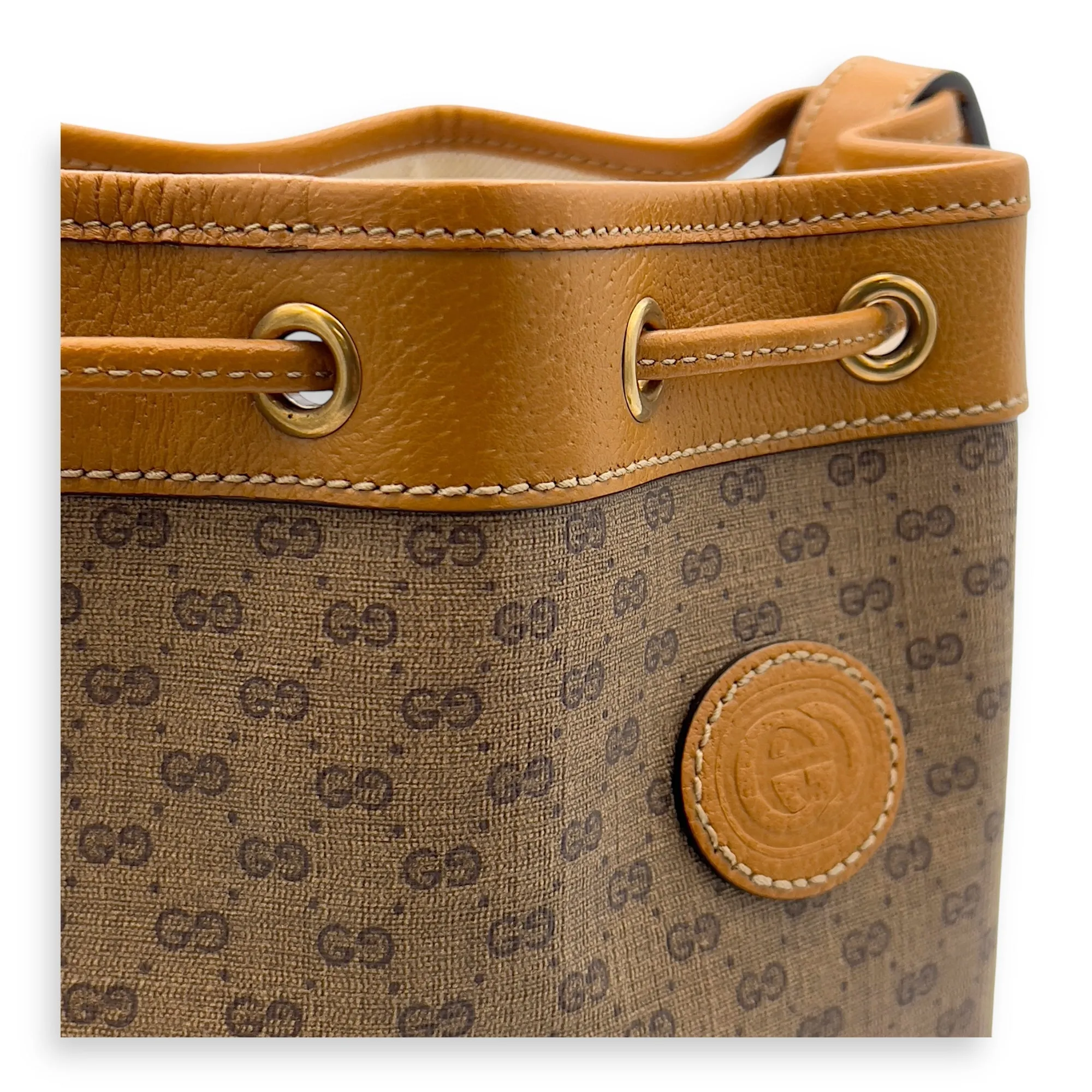 Disney Bucket Bag Brown in Coated Canvas, Gold hardware